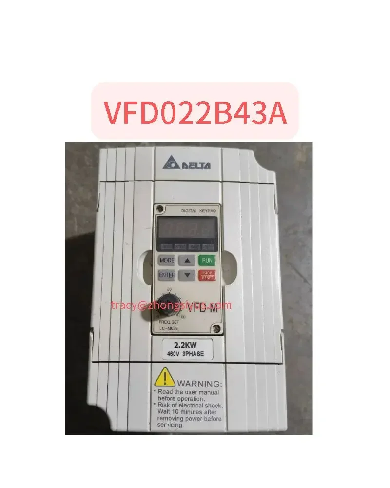 Used frequency converter 2.2kw three phase input VFD022B43A test OK,stock