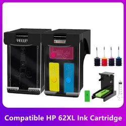 Compatible 62xl Refillable Ink Cartridge for HP 62 Xl Envy 5540 5640 7640 5646 5541 5740 5742 5745 200 250 Printer
