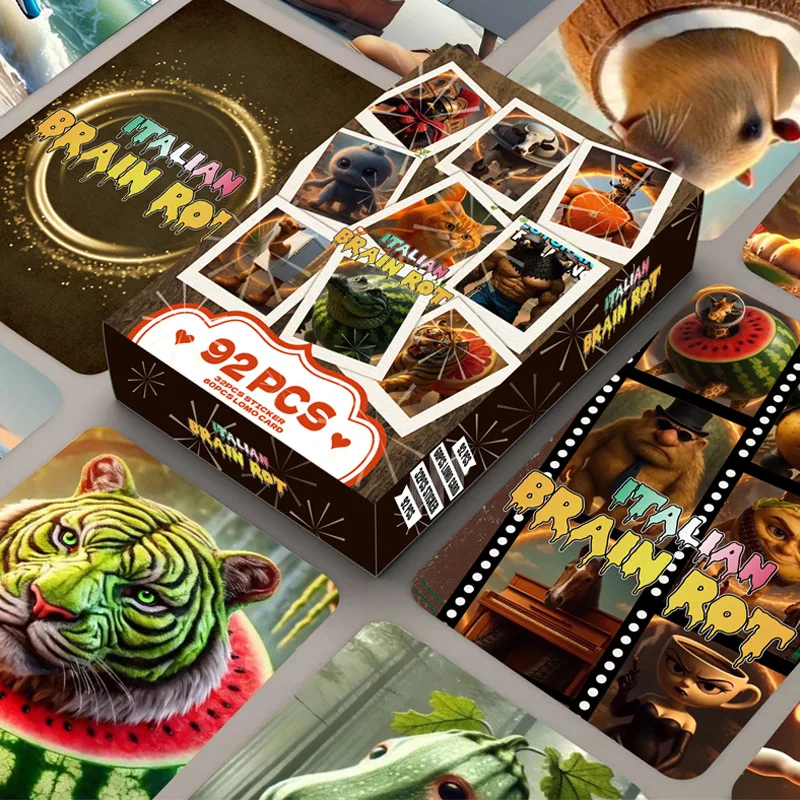 Italian Brainrot Creative Laser Card Tung Tungtung Sahur Telala Funny Shark Cartoon Game Derivative Peripheral Cards Party Gifts