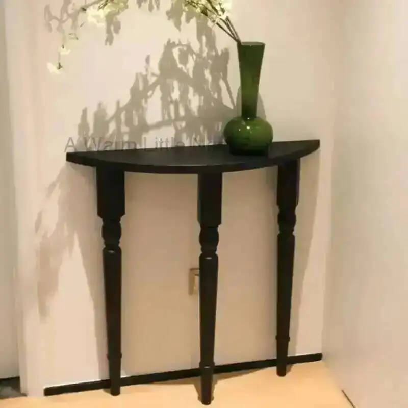 

Solid Wood Console Table Narrow Nordic Wall Corridor Console Tables Light Luxury Home Living Room Semi-circle Entryways Table