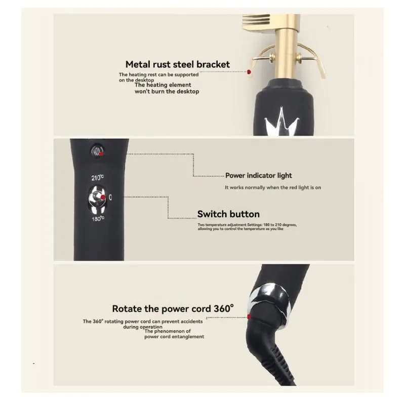 A28F-مشط جهاز تمليس الشعر بجهد مزدوج 110-220 فولت، أداة تصفيف كهربائية بقدرة 38 وات، قابس الاتحاد الأوروبي - يعمل الرطب والجاف