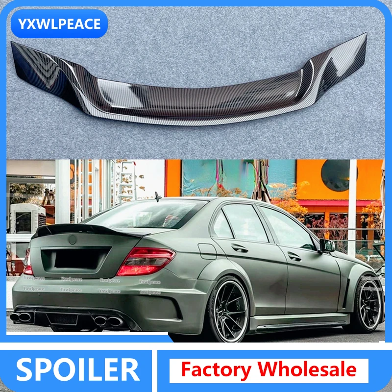 

R Style ABS Glossy Black /Carbon Fiber Look Rear Trunk Lip Spoiler Wing For Mercedes-Benz W204 sedan 4doors C350 C63 2008-2013