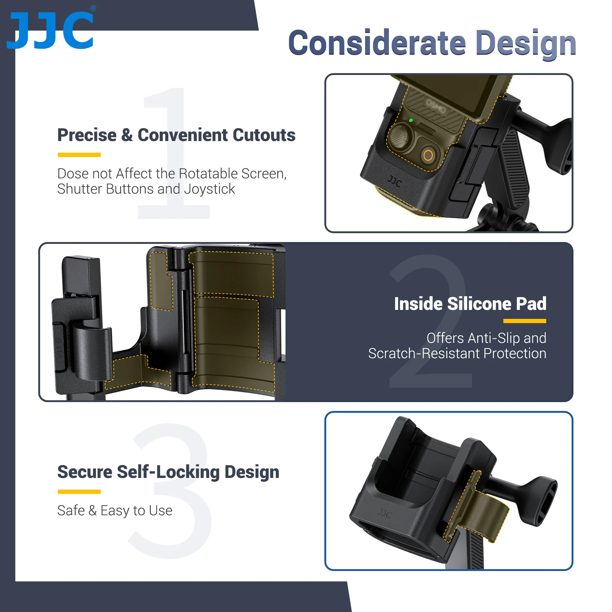JJC Dudukan Cangkir Hisap Rilis Cepat untuk DJI Pocket 3 Dudukan Sudut Dapat Disesuaikan Braket Adaptor Dudukan Mobil dengan Dudukan Sepatu Dingin