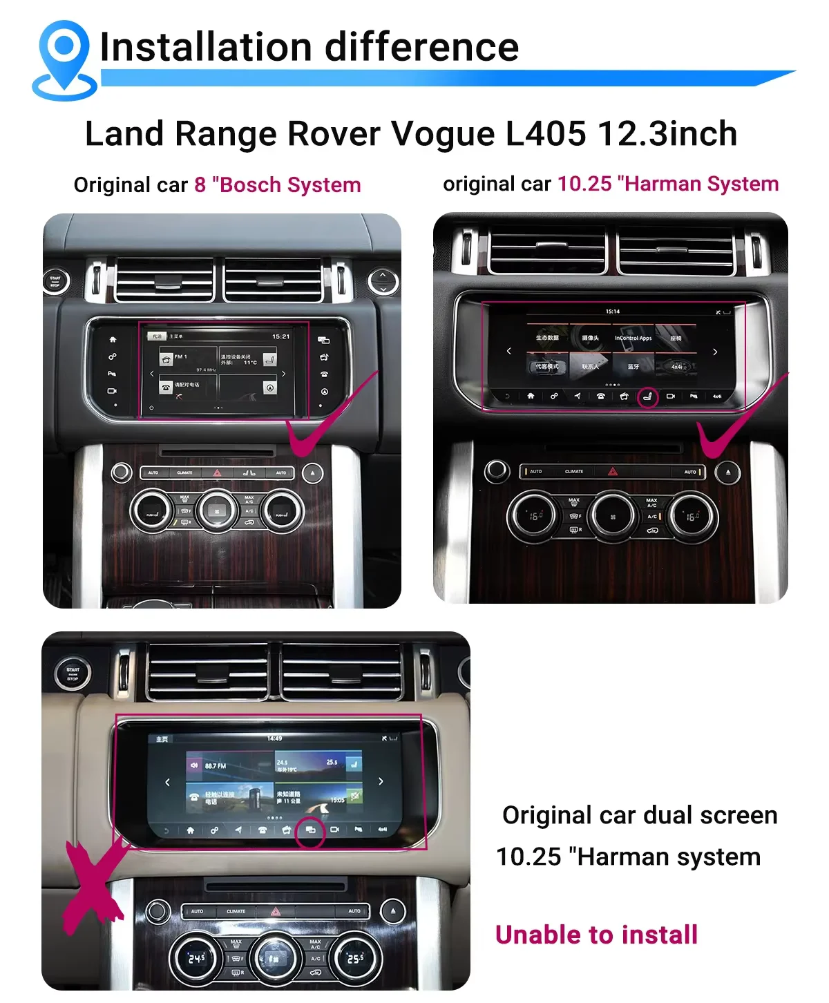 

12.3 inch Android 13 Qled Screen For Land Rover Range Rover Sport L494 Vogue L405 Car Radio Multimedia Video Player GPS Carplay