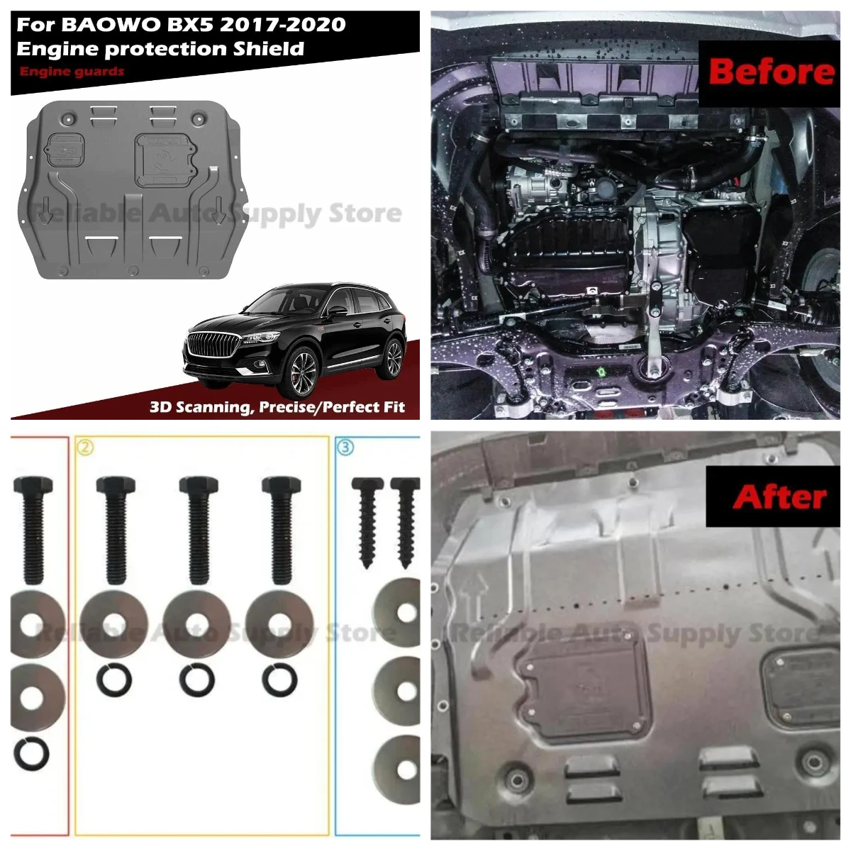 

Borgward Vehicle Under Engine Skid Plate Heavy Duty Protection for Off Road BX5 2017-2020