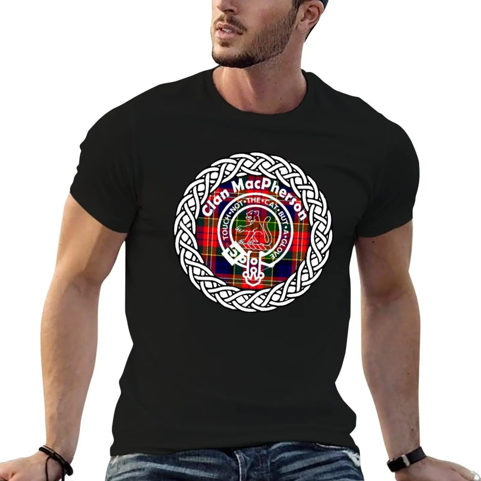Clan MacPherson surname last name tartan crest badge T-Shirt affliction shirts topping mens clothing