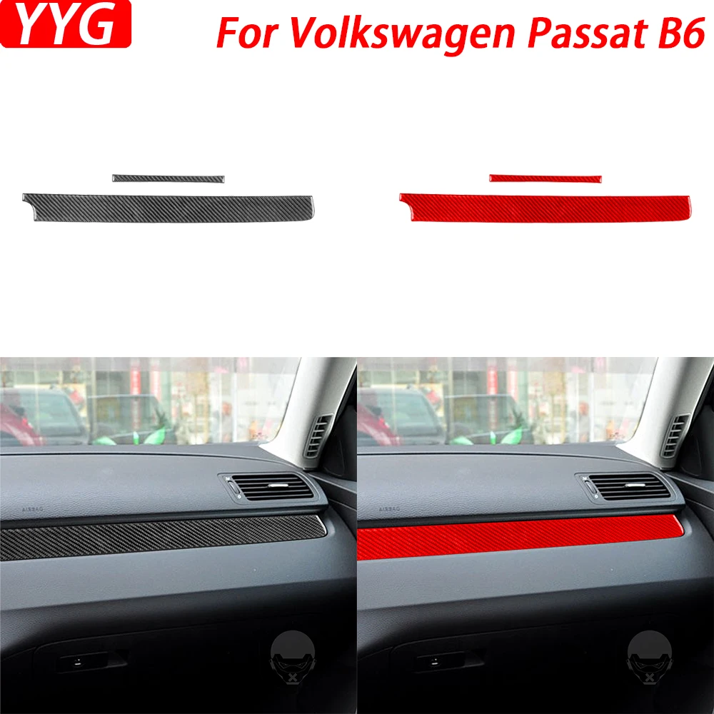 

For Volkswagen Passat B6 2006-2011 Carbon Fiber Co-pilot Dashboard Panel Trim Cover Car Interior Decoration Accessories Sticker