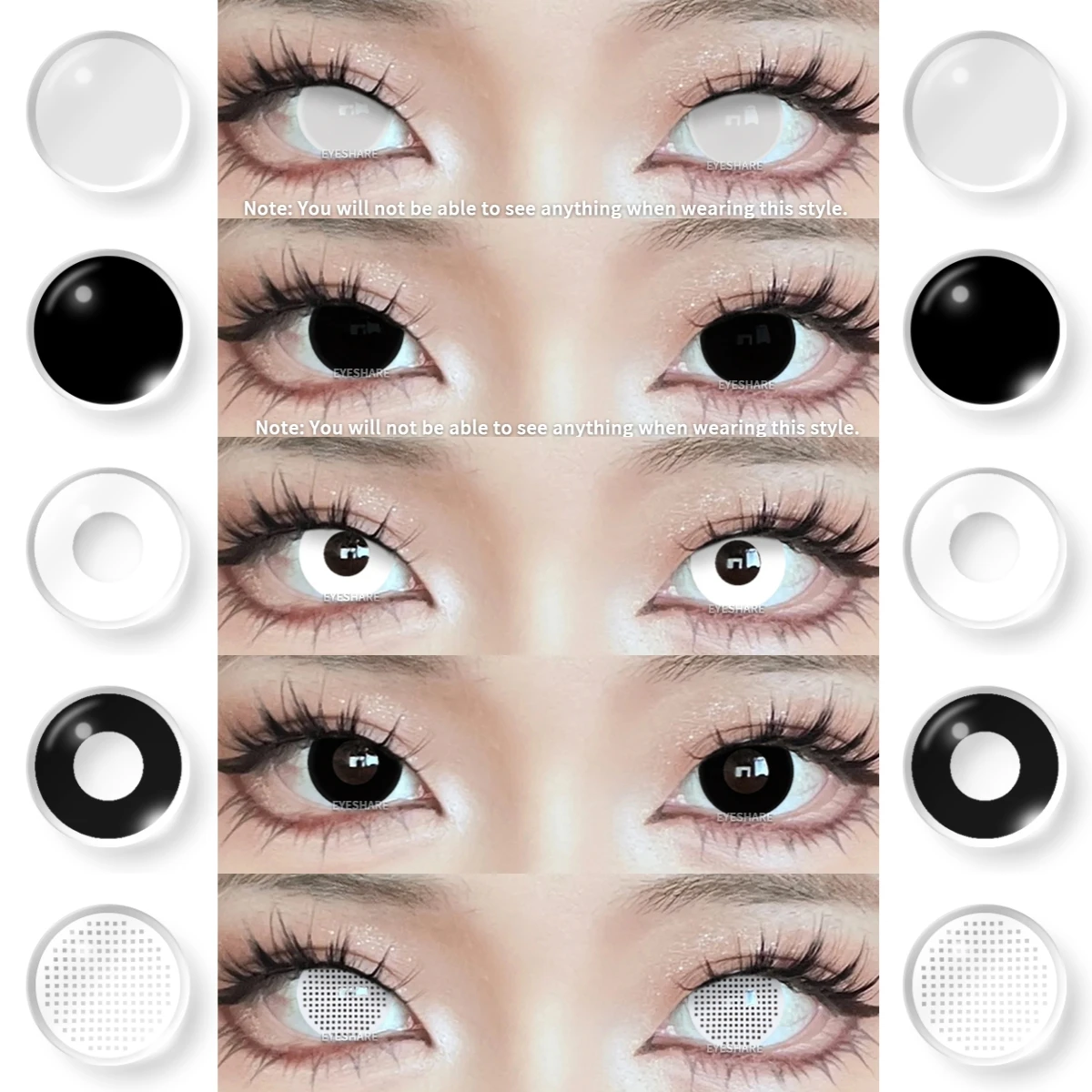Amara Cosplay Farb kontaktlinsen für Augen Anime Augenlinse schwarze Linsen weiße Kontaktlinsen kosmetische Farb linsen Augen 1 Paar