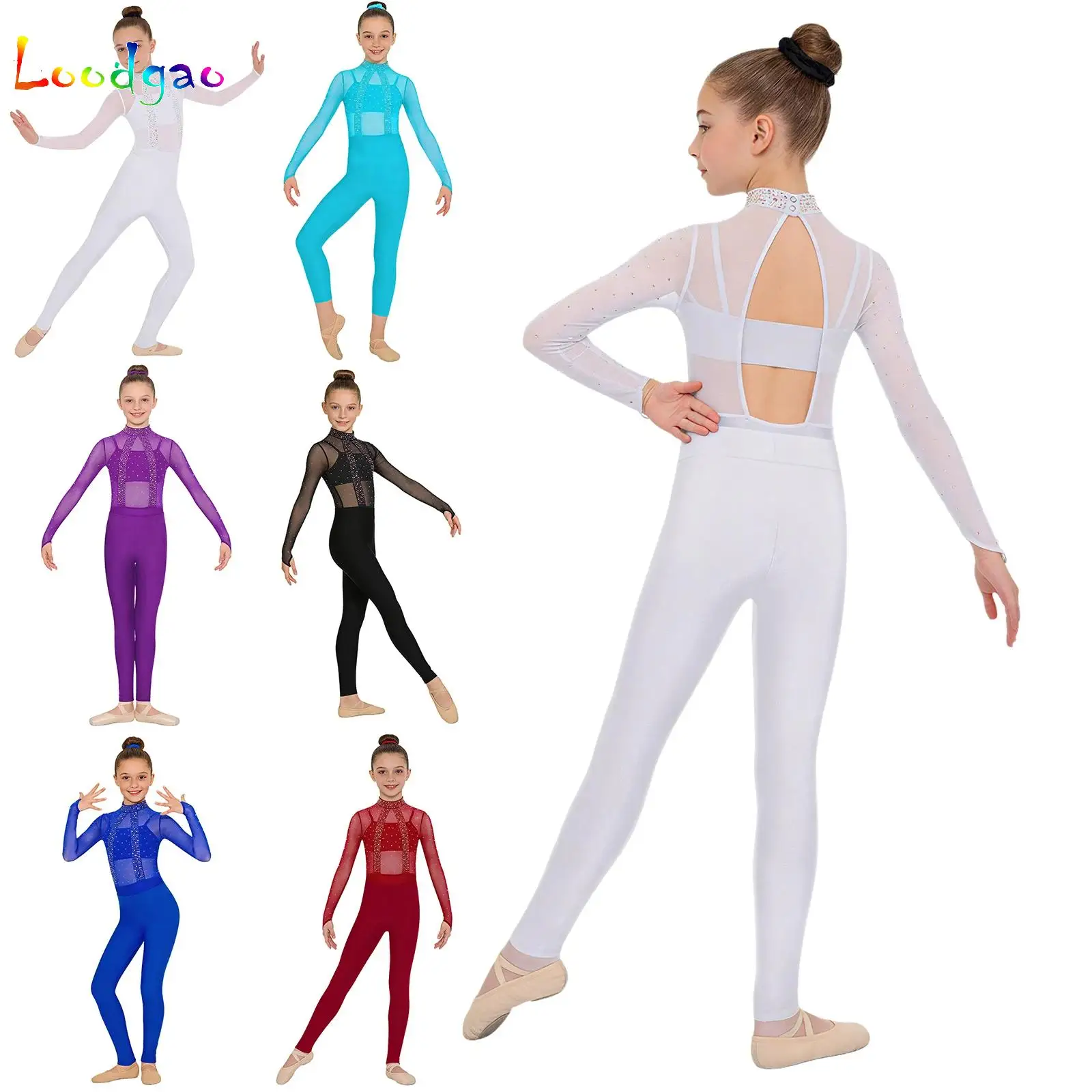Kids Girls Gymnastics Leotard with Leggings Set Ballet Dance Bodysuit Unitard Training Activewear Gym Yoga Workout Costume