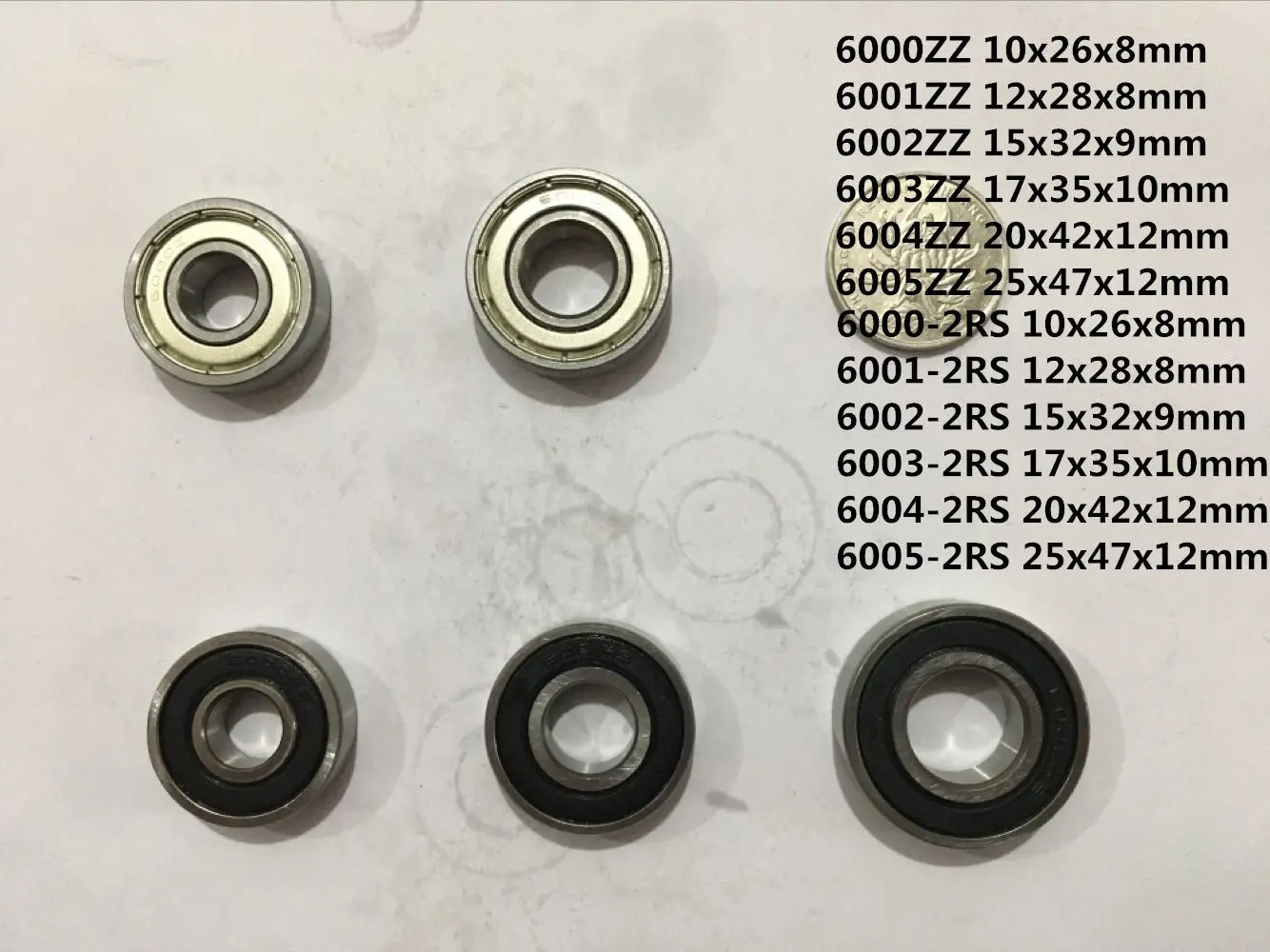 

1pc 6000-2RS 6001-2RS 6002-2RS 6003-2RS 6000ZZ 6001ZZ 6002ZZ 6003 Deep Groove Rubber Sealed Ball Bearing Metal Shielded Bearing