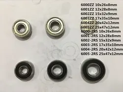 1pc 6000-2RS 6001-2RS 6002-2RS 6003-2RS 6000ZZ 6001ZZ 6002ZZ 6003 Deep Groove Rubber Sealed Ball Bearing Metal Shielded Bearing