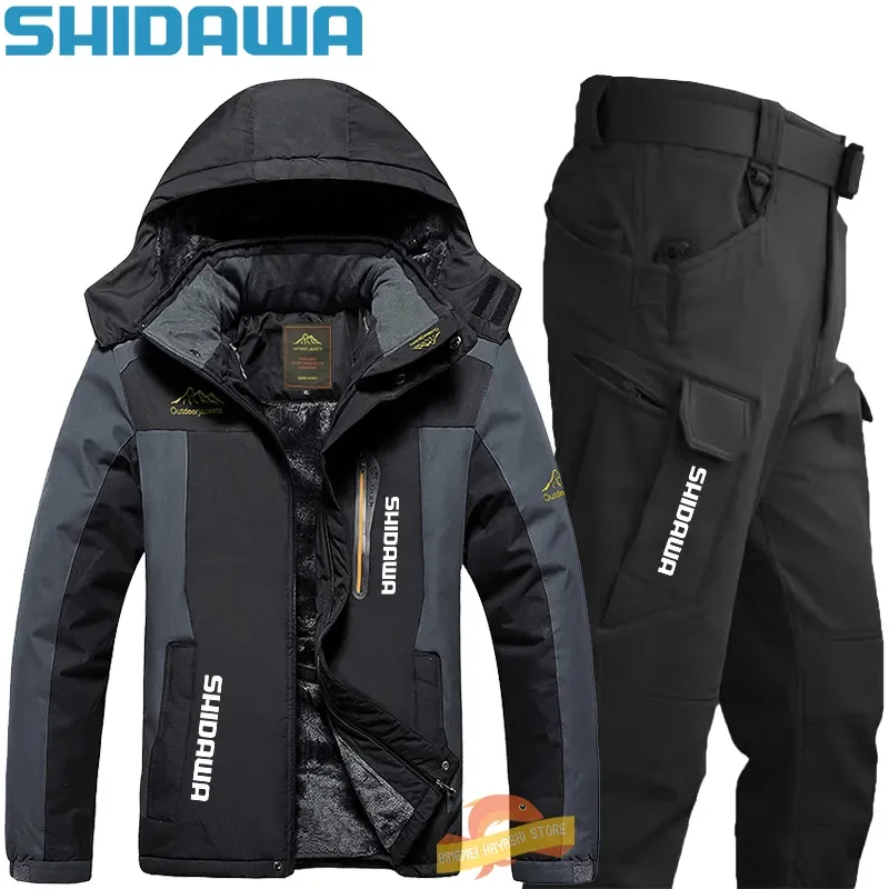 

New Men's Windproof Waterproof Fishing Suits Winter Plus Velvet Thickened Warm Hiking Clothes Outdoor Coldproof Camping Jacket