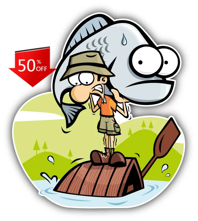 

Fisherman Cartoon Fish Vintage Car Laptop Window Bumper Waterproof Vinyl Decal Accessory Aesthetic Retro Cool Vintage Cute