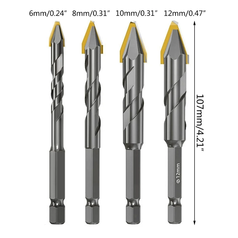 Eccentric Twist Drill Bit,Highs Strength Oblique Head Eccentric Drill Bit,Skewed Head Eccentric Drill Bit Set 6/8/10/12mm