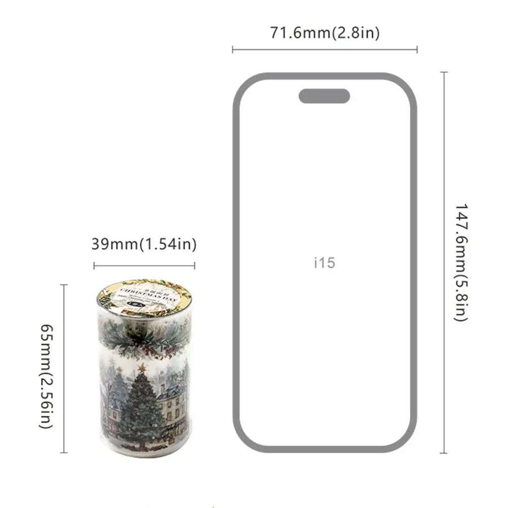 65mm * 2m/롤 크리스마스 이브 시리즈 PET 스티커 창의적인 DIY 수제 스크랩북 다이어리 미학 문구 스티커 마스킹 테이프