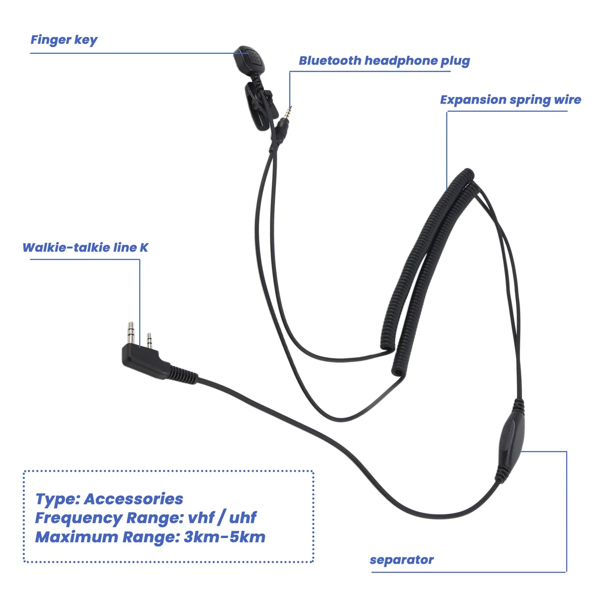 B49CV3 V6 V8 V1098a V5s Bluetooth Helmet Headset Special Connecting Cable for Kenwood Baofeng UV-5R UV-82 GT-3 Two Way Radio