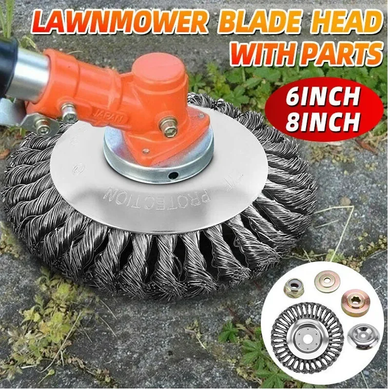 Weed Brush Cutter Head Steel Wire Wheel Brush  Lawn Mower Universal Grass Trimmer Head Garden Trimmer Head for Park Household