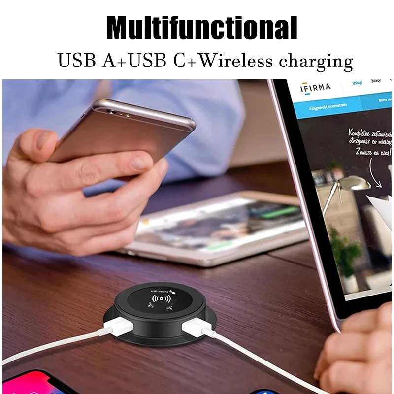 Cargador inalámbrico rápido multifuncional 3 en 1 de 30W, cargador inalámbrico rápido integrado de escritorio emergente con puerto USB para teléfono inteligente