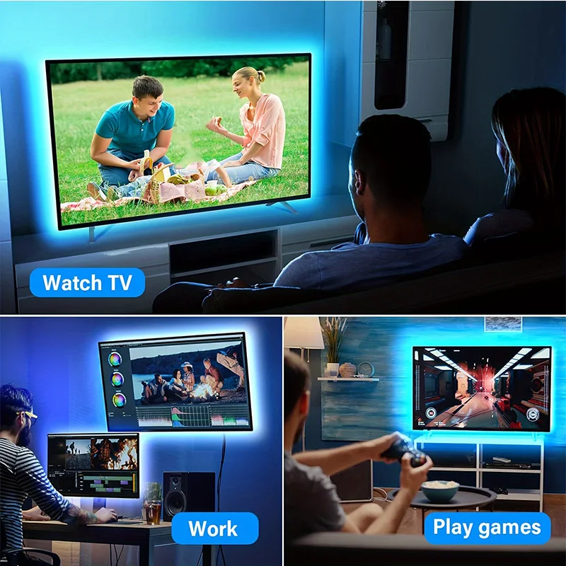 TV LED Backlight Light Strip Bluetooth APP Control Music Sync RGB Color Changi Backlight For TV 55-75 Inch 4M-5M