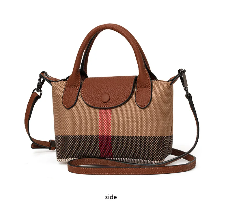 Aidani Canvas Plaid Dumpling Bag für Damen, neuer Stil, luxuriöses Gefühl, großes Fassungsvermögen, Handtasche, Schulter- und Umhängetasche – Detail 8