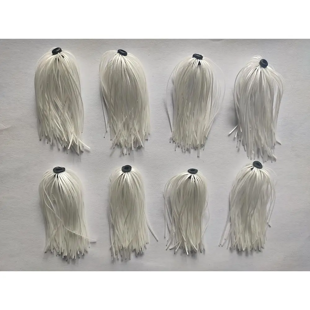 8 Paquetes de 50 Fibras de Silicona para Faldas de Jig, Accesorios de Pesca para Buzzbait, Spinnerbait, Jighead, Color Blanco