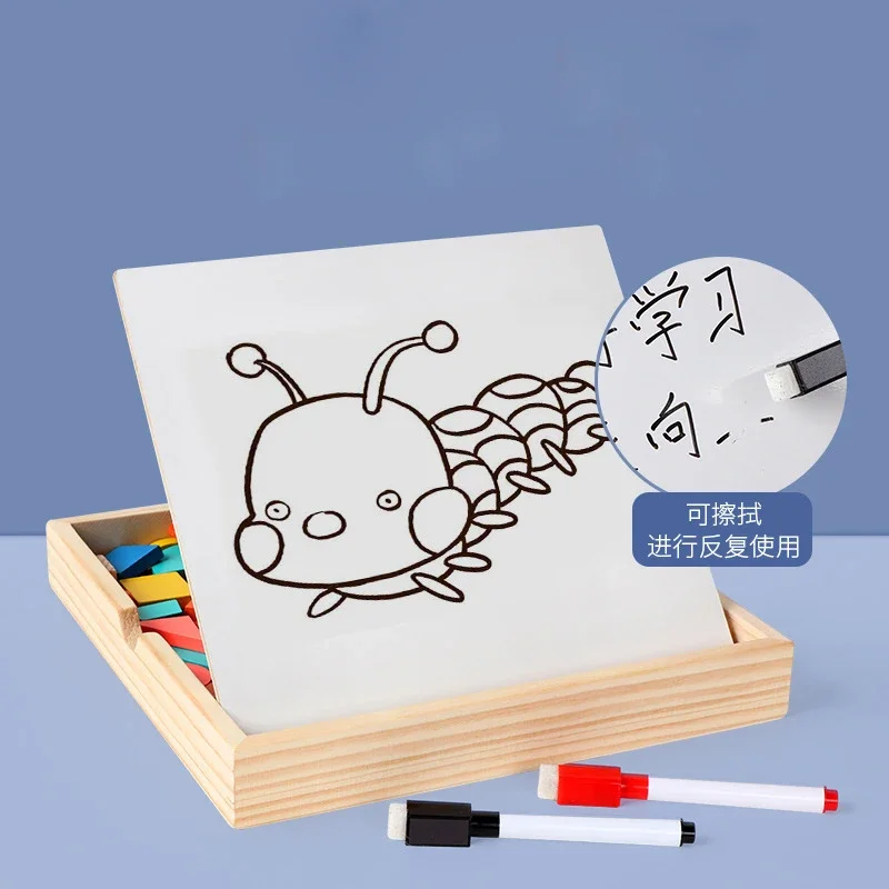 لغز لوحة رسم متعددة الوظائف ألعاب مغناطيسية صندوق تعلم متعدد الوظائف ألعاب خشبية تعليمية تعطي هدايا الأطفال