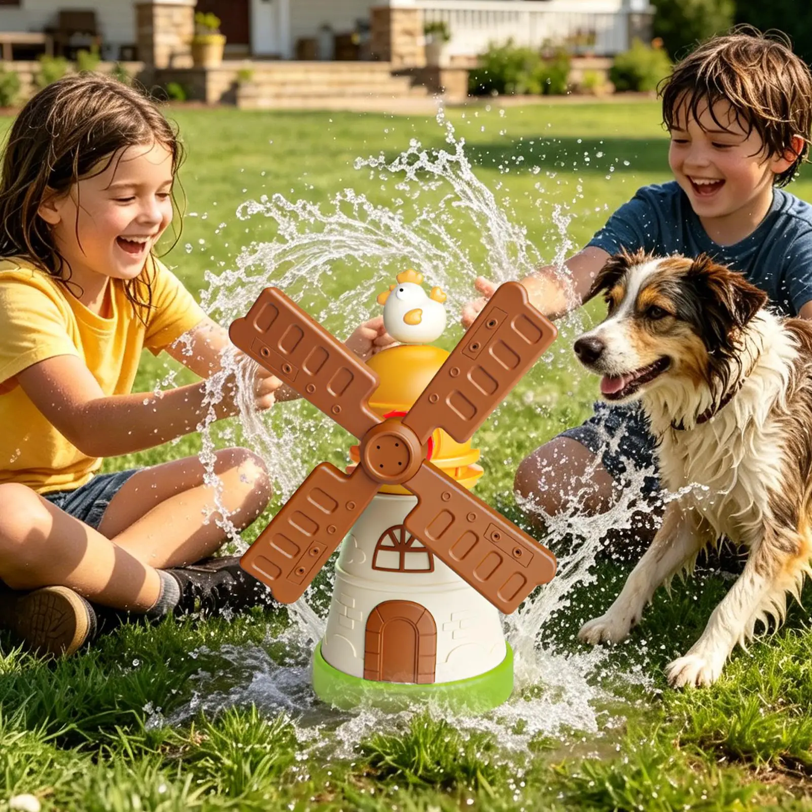 

Kids Windmill Sprinkler Rotating Splashing Water Spray Toy for Garden Yard Patio Lawn Outdoor Backyard Pool Play Summer Toys