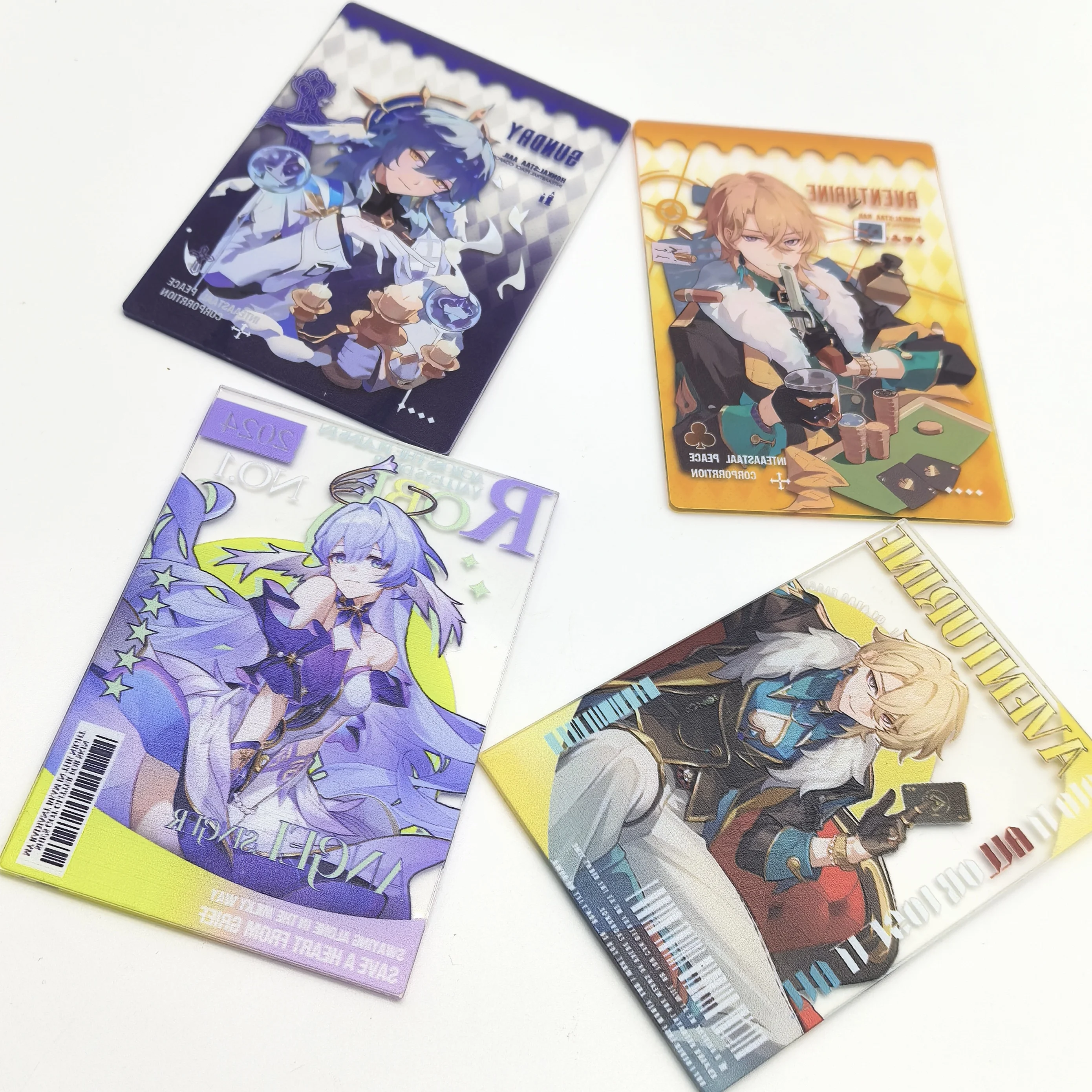 1PC Anime Games Honkai: Star Rail Aventurine Dr. Ratio Robin Sunday Acrylic Transparent Card Game Collection Card Birthday Gifts