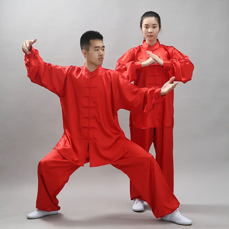 

Chinese Traditional Oriental Clothing Set Man Woman Tai Chi Kung Fu Uniforms Wushu Top Pants Training Performance Costumes