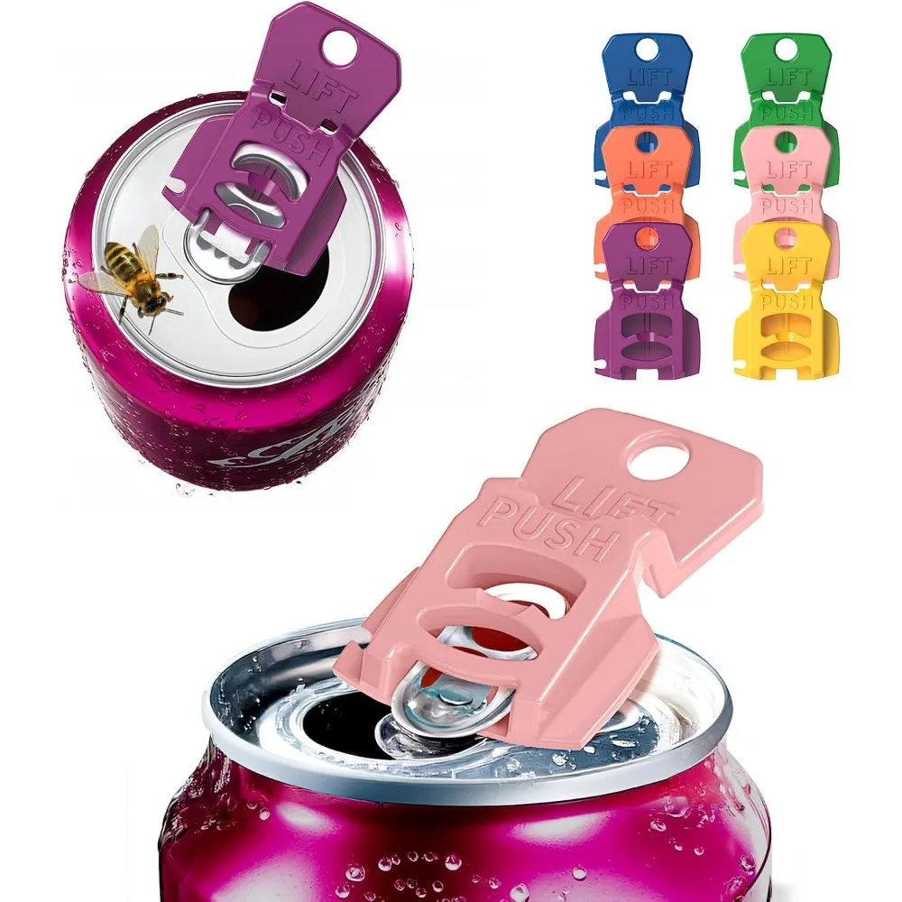 6Pcs Soda Can Covers Drink Tab Topper Easy Open Can Lids Dustproof Bug Shield Bottle Caps for Beer Coke Party Camping BBQ