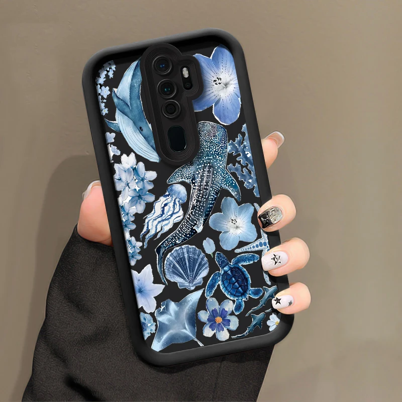 لينة حافظة هاتف من البولي يوريثان ل ممن لهم A55 A54S A53 A52 A38 A33 A32 A76 A74 A73 A72 A60 A58 A57 A57E A57S A92 القرش الحوت غطاء مطبوع