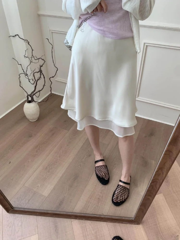 2026 New Summer Korean Style Maternity Skirt Double Layer Acetate Satin Pencil Midi Skirt Slim Hip Wrap Mid-Long Skirt Pregnant view 6