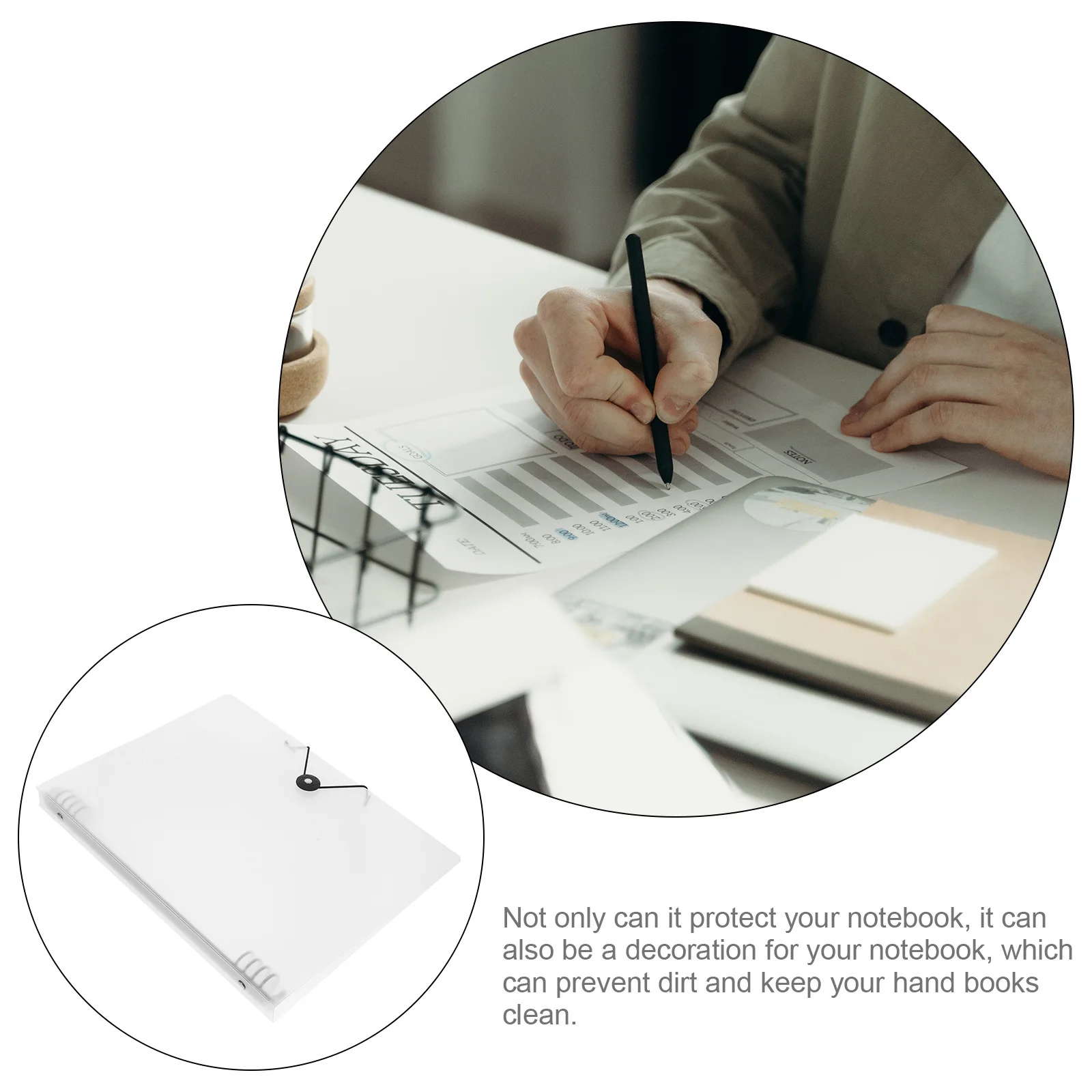 

PP Transparent Loose-Leaf Binder Shell Portable Notebook Cover for School Office Document Folder Organizer