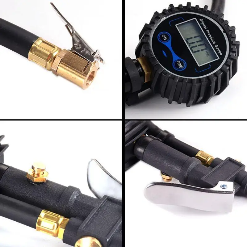 

02DE Electric Car Air with Pressure Gauge Air Compressor Air for Bicycle Tires Balls Quick Coupler