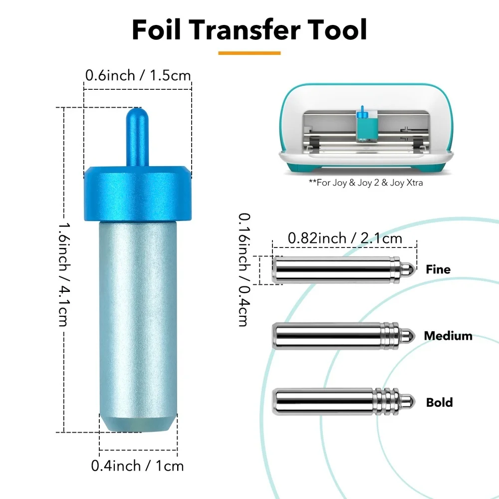 3-In-1 Foil Transfer Kit For Joy/for Joy 2/for Joy Xtra Machines Fine/Medium/Bold Foil Transfer Tips and Housing DIY Card Gift