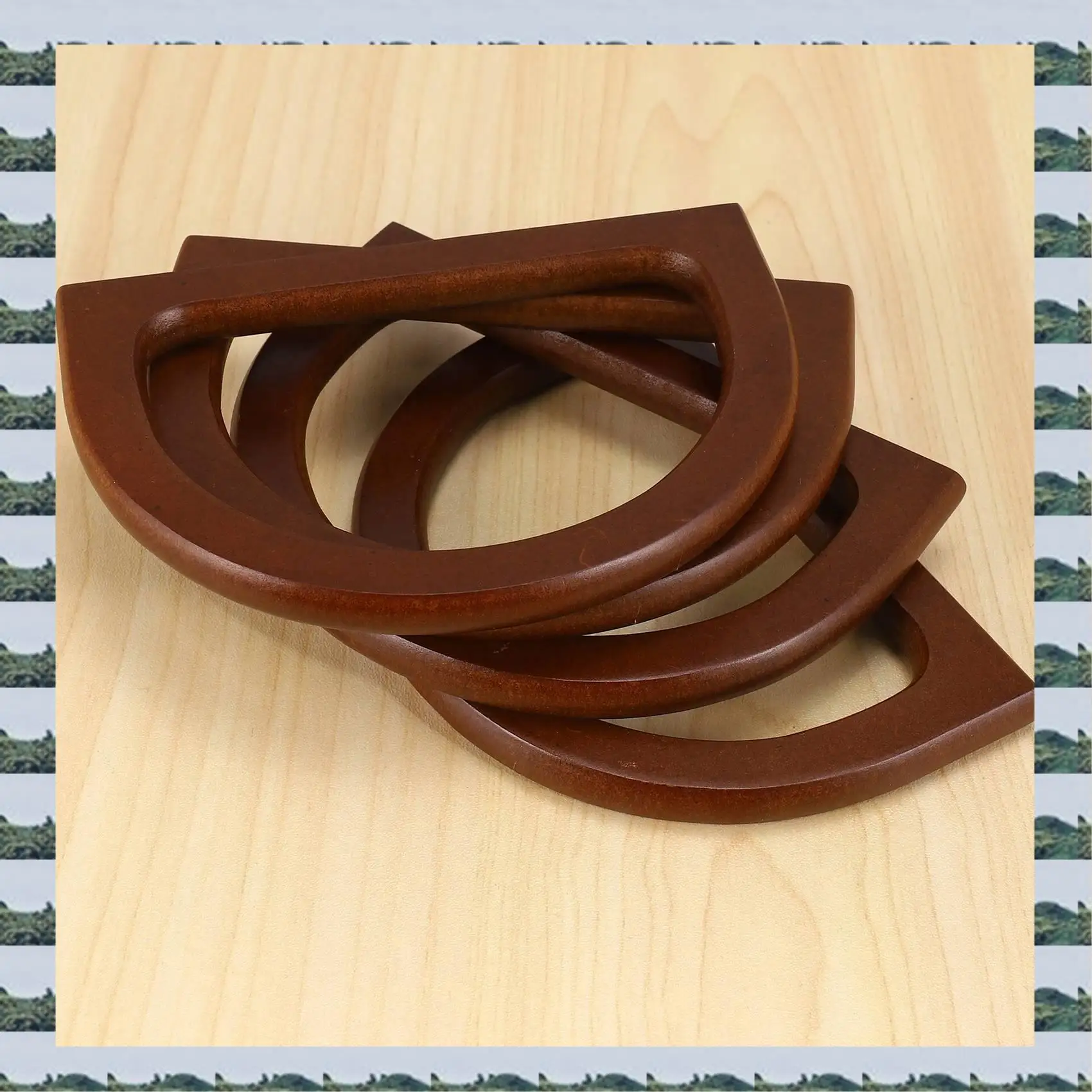 ABQR 20PCS D-Shaped Wooden Purse Handles, Wood Replacement Handles For DIY Bag Purse Handbags Totes Clutch Making (Brown)