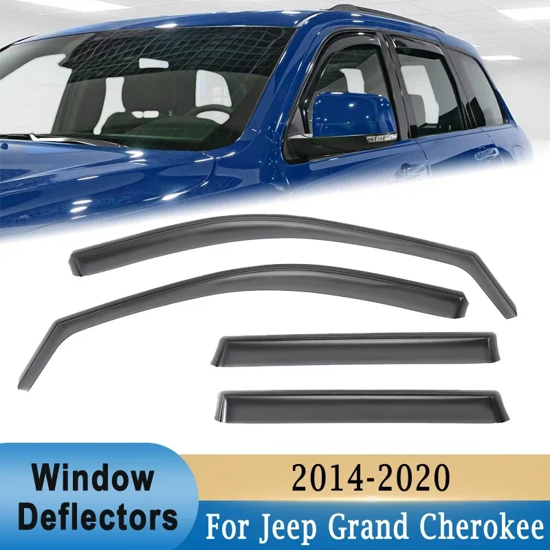 

4Pcs Window Rain Awnings Shelters Side Window Sun Visor Ventilation Guard Deflector for Jeep Grand Cherokee 2014-2020