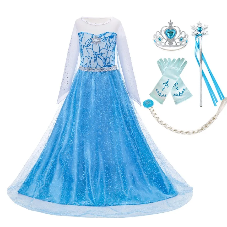 Cinderella Anna Elsa Costume Children Princess Dress for Girls Kids Cosplay Snow White Christmas Carnival Party Disguise Outfit