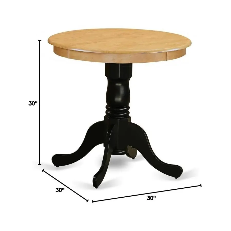 Mesa de jantar EMTOBKTP Eden, tampo redondo de madeira com base de pedestal, 30 x 30 polegadas, carvalho amp preto