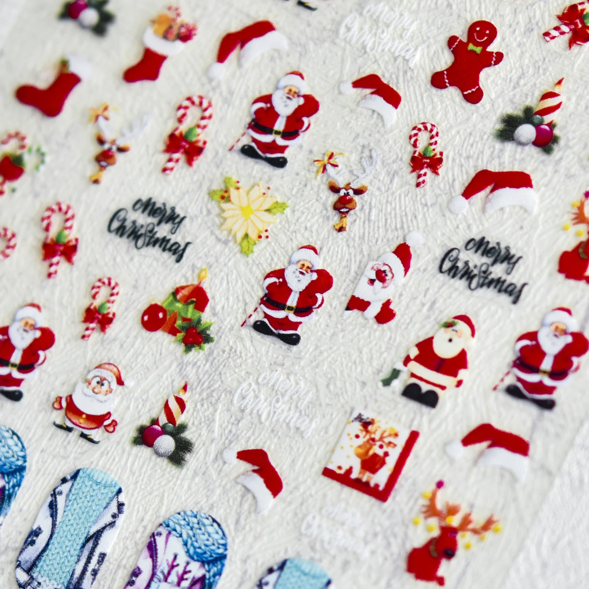 Nail Art Stickers Thin Flexible Christmas Santa Cute Trendy Self Adhesive Film Decals Red White Lightweight Manicure Decor