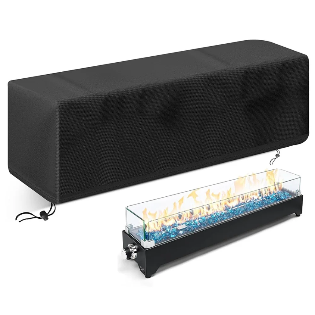 

Outdoor Usage Garden Protection Stove Cover Black Waterproof Design Weatherproof Cover Adjustable Hem Fireplace Dust Cover