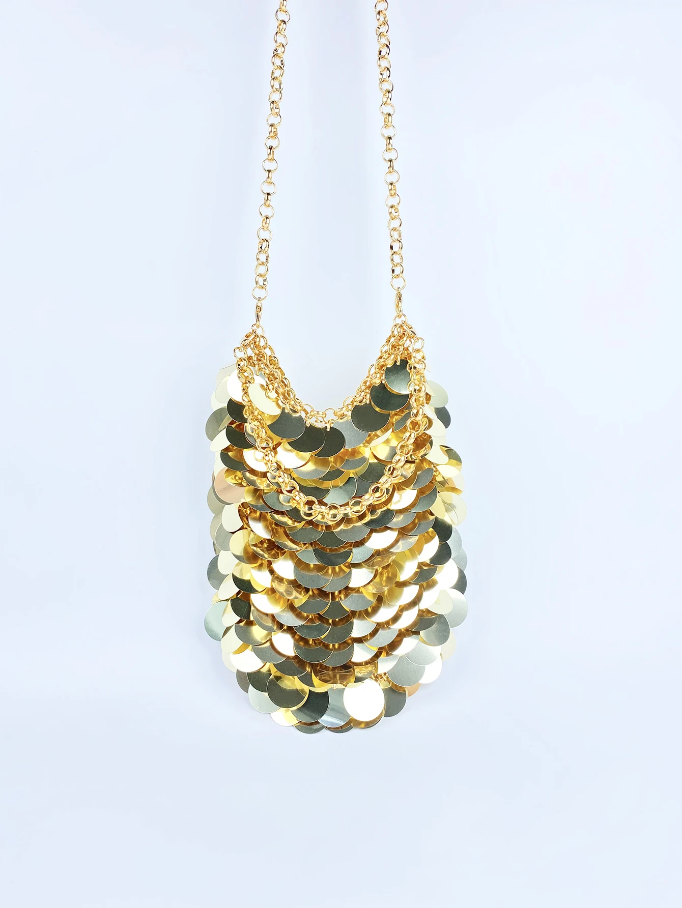 Shiny and dull metal fish scale sequin bag, hand woven banquet beads, mobile phone bag, crossbody bag