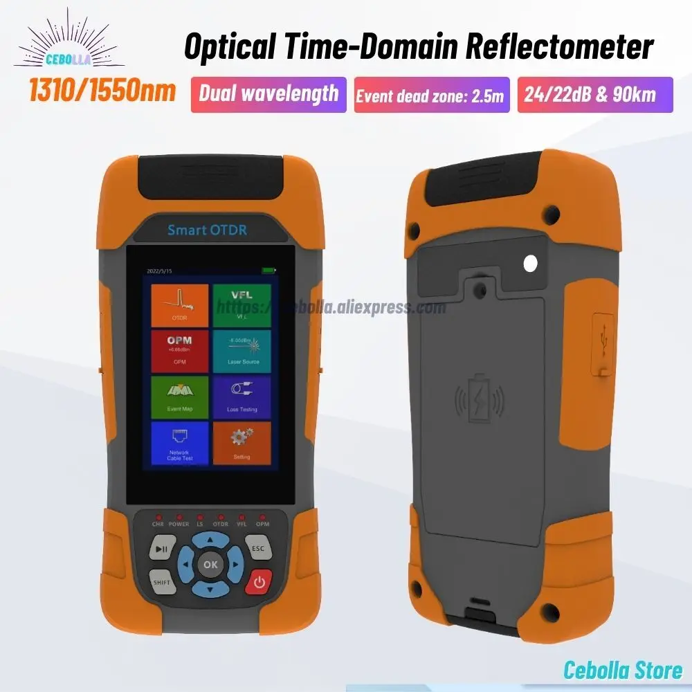 

MINI HJ1000 OTDR 1310/1550nm 24/22dB OTDR Active Fiber Reflectometer VFL OLS OPM Event Map Ethernet