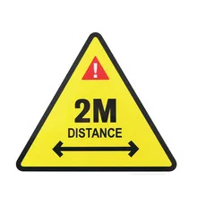

Safety Distance 2 Meters Caution Stickers High Adhesive Waterproof Long Lasting Clear Text Bright Colors Warning Signs