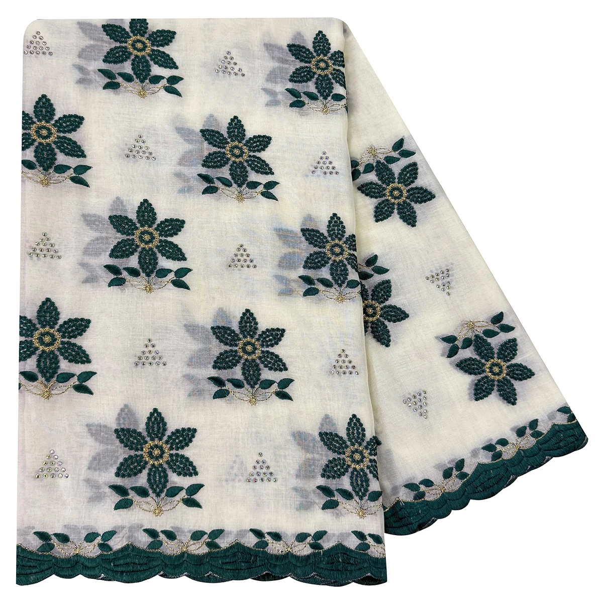 

2026 Embroidered Small Flower Sequined Headscarf Shawl Hijab African Muslim Women's Scarf Cotton Fabric Dubai Style Prayer Scarf