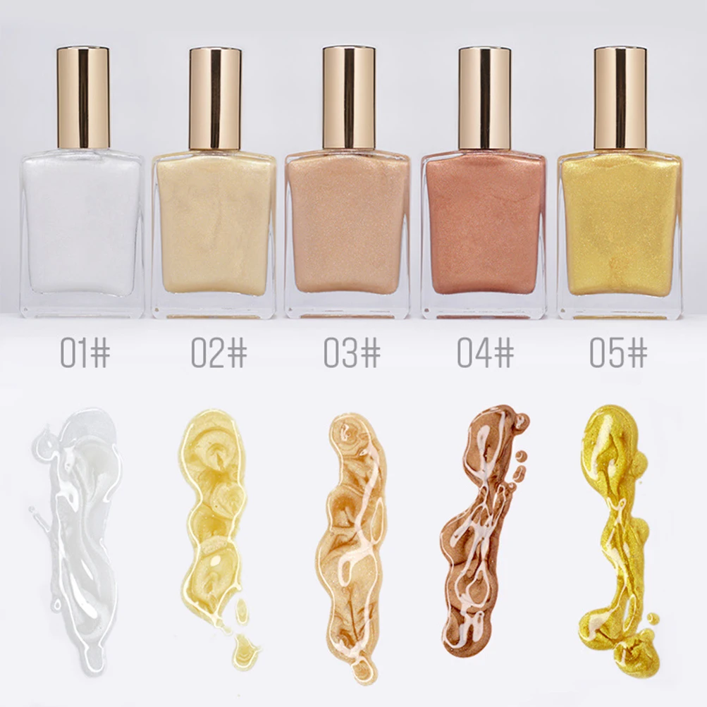 Custom Logo 5-Color Liquid Glitter Highlighter Oil Private Label 50ml Shimmer Long Lasting Waterproof Body Makeup Cruelty Free