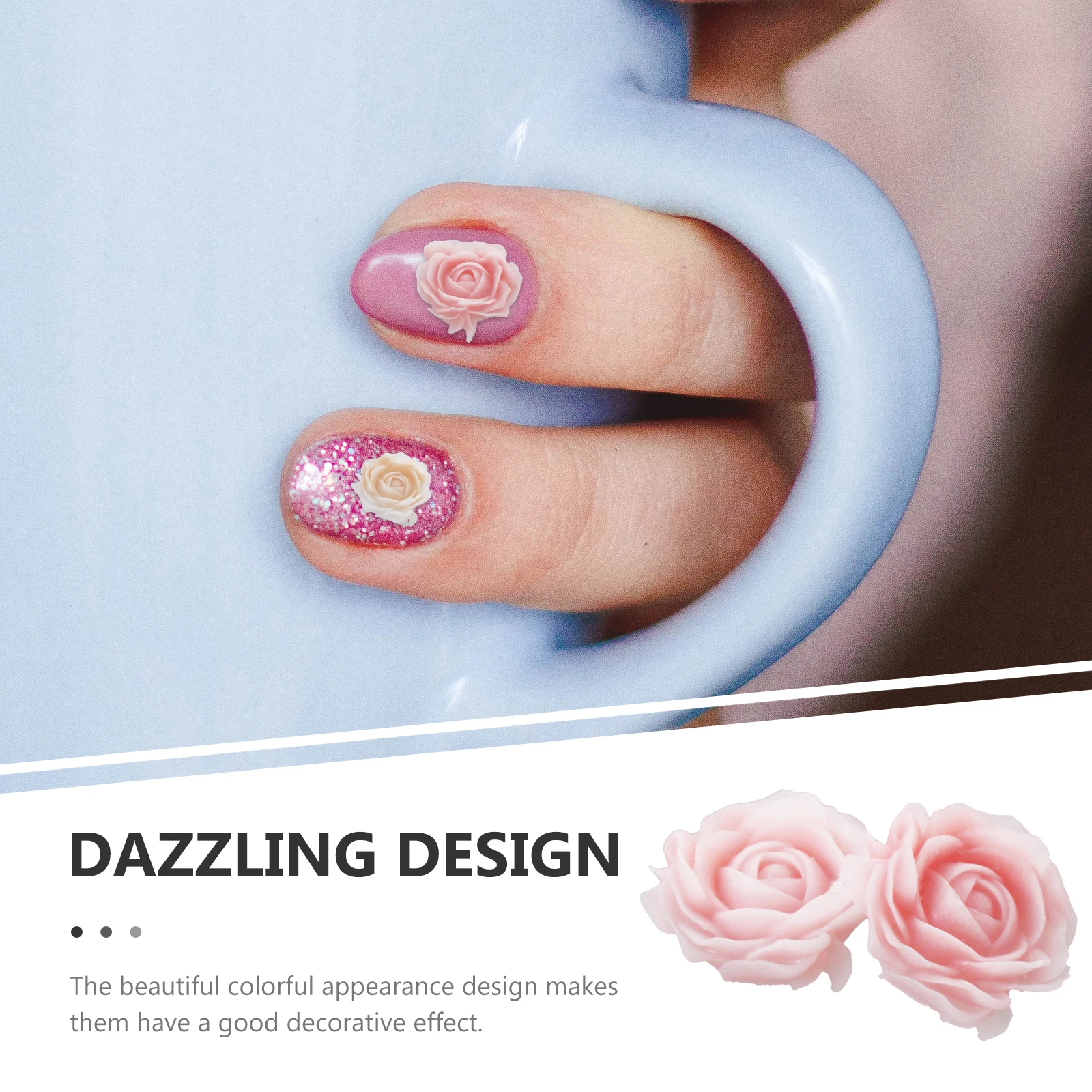 

50 Pcs Rose Nail Art Jewelry Flower Charms Decor Diy Ornaments Accessories Decorate