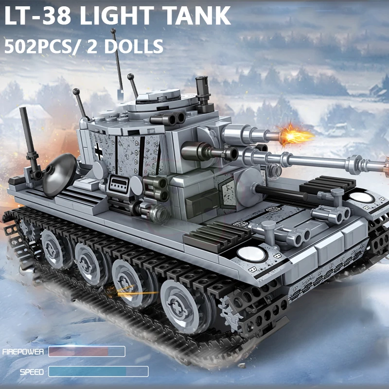 WW2 Military Tanks Building Blocks Movable Structure T34 T38 DF-21 Missile Vehicle Collection Model Iron Army DIY Assembled Toys