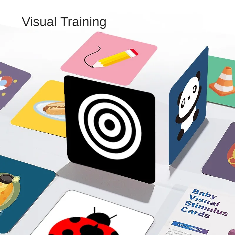 VISUAL CARDS Baby Early Education Training Card Baby Visual Stimulation Black and White Card Tracking Laraca Color Card