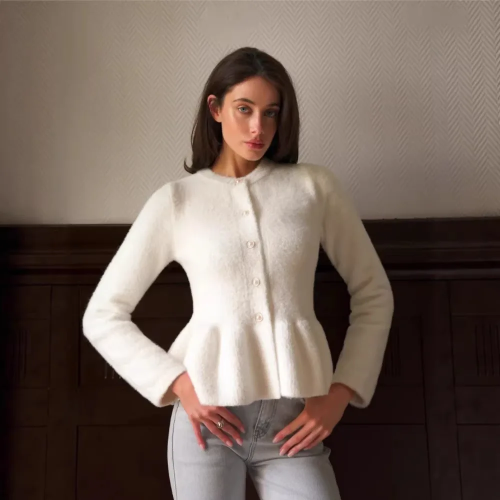 Fleece Cardigan Sweater Women's Autumn and Winter New High-end Fishtail Top Temperament Knitted Jacket